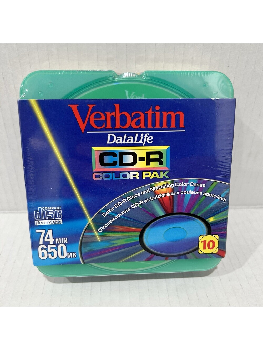 Verbatim DataLife CD-R Color Pack 10 CD-R Discs with Matching Color Cases - New